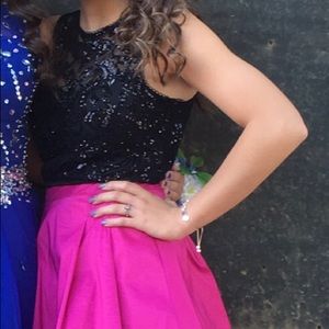 Hot pink and black prom dress size 1/2